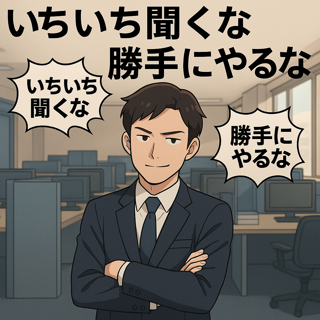 いちいち聞くな、勝手にやるなと言う後輩社員
